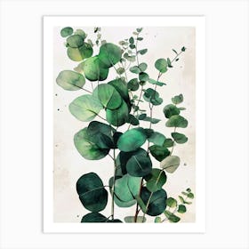 Eucalyptus nature leaves watercolor decoration Art Print