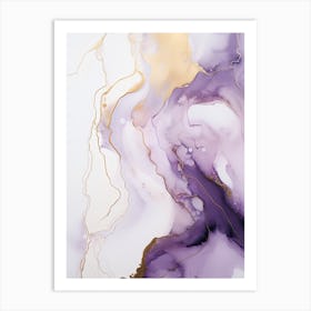 Purple, White, Gold Flow Asbtract Painting 3 Art Print