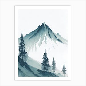 Mountain And Forest In Minimalist Watercolor Vertical Composition 156 Art Print