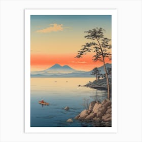 Lake Biwa In Shiga, Ukiyo E Drawing 4 Art Print