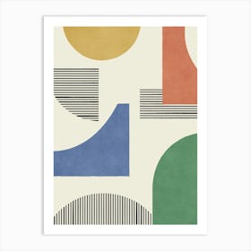 Line Art Geometric Abstract Pattern - Vibrant Bold Color Play Art Print