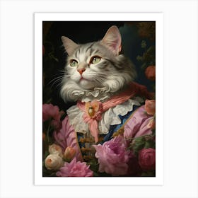 Cat In Medieval Wear Portrait Art Print