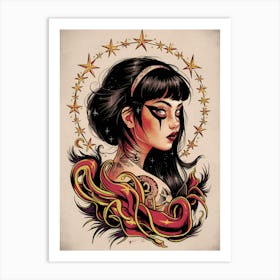 Tattooed Girl Art Print