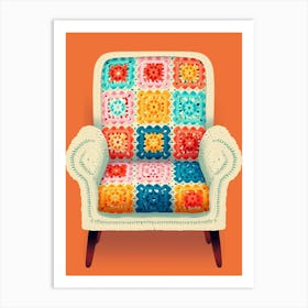 Vintage Crochet Chair Illustration 4 Art Print