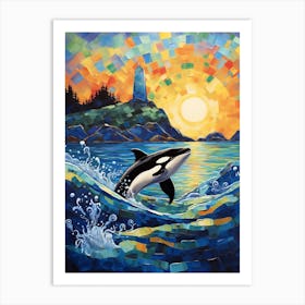 Orca Whale Impasto Sunset 2 Art Print