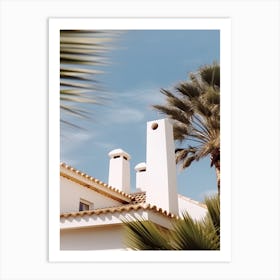 White House With Palms Retro Summer Photography 3 Art Print