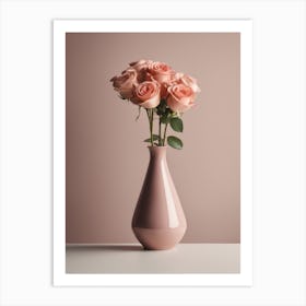 A Vase Of Pink Roses 75 Art Print