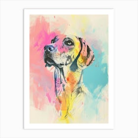 Pastel Watercolour Hound Dog Line Illustration 2 Art Print