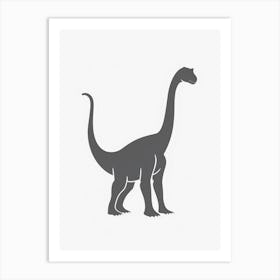 Grey Brontosaurus Silhouette Art Print