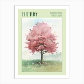 Cherry Tree Atmospheric Watercolour Painting 3 Poster Art Print