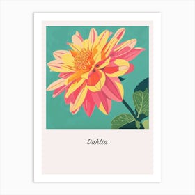 Dahlia 1 Square Flower Illustration Poster Art Print