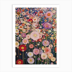 Gustav Klimt Print Flowers Woman Poster Klimt Exhibition Poster Painting Flower Garden Midsummer Full Art Print