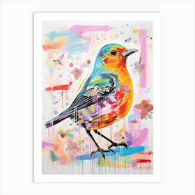 Colourful Bird Painting Robin 2 Art Print