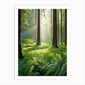 Dappled Sunlight Filtering Through The Canopy Of A Dense Forest Clearing Illuminating The Lush Unde (1) Póster