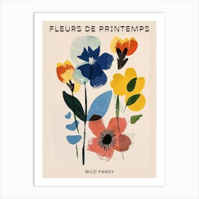 Spring Floral French Poster  Wild Pansy 2 Art Print