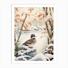 Winter Bird Painting Wood Duck 1 Art Print