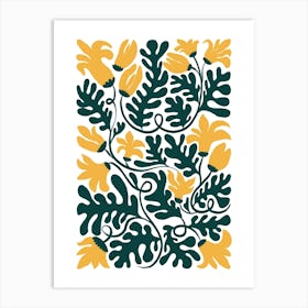 Yellow And Green Leaves Botanical Boho Art Print