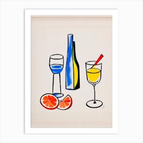 Caipirinha 2 Picasso Line Drawing Cocktail Poster Art Print