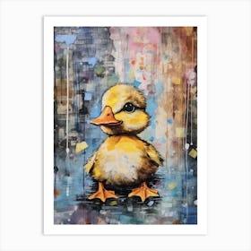 Cute Mixed Media Duckling Art Print