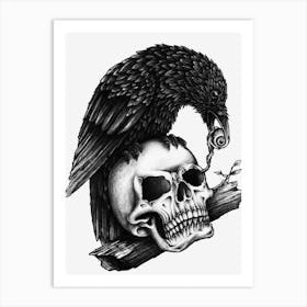 Raven Skull Art Print