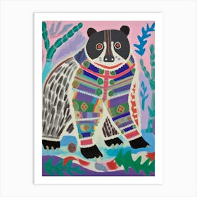 Maximalist Animal Painting Raccoon 7 Art Print