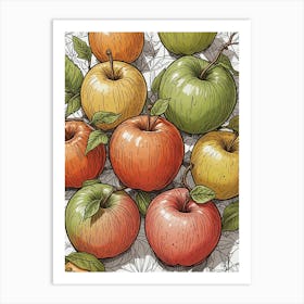 Hand Drawn Apples Art Print