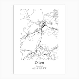 Olten,Switzerland Minimalist Map Art Print