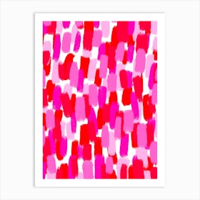 Pink And Red Brushstrokes Abstract Art Print