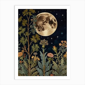 Moonlight In The Meadow Style William Morris 2 Art Print