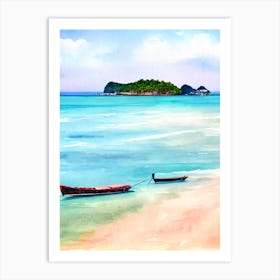 Chaweng Beach, Koh Samui, Thailand Watercolour Art Print