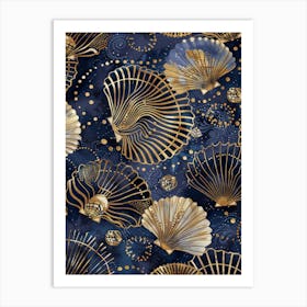 Gold Seashells Art Print