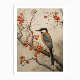 Dark And Moody Botanical Kingfisher 1 Art Print