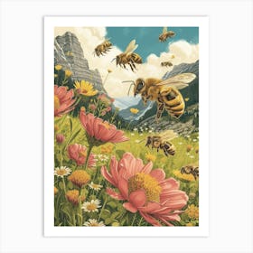 Leafcutter Bee Storybook Illustration 19 Art Print