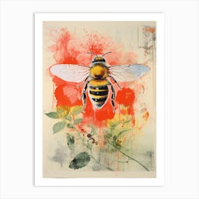 Floral Bees Screen Print Inspired 2 Art Print