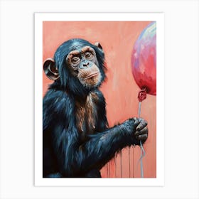 Cute Bonobo 3 With Balloon Art Print