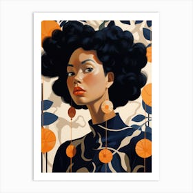 Afro Girl With Oranges Art Print