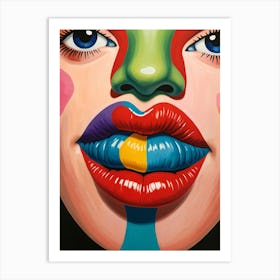 Woman With Colorful Lips Art Print