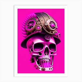 Skull With Steampunk Details 3 Pink Pop Art Art Print