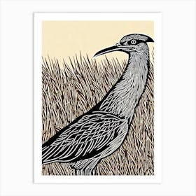 Roadrunner Linocut Bird Art Print