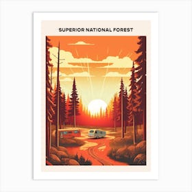 Superior National Forest Midcentury Travel Poster Art Print