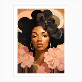 Black Girl With Flowers Art Print