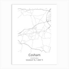 Cosham,United Kingdom Minimalist Map Art Print