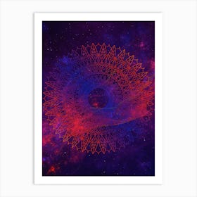 Cosmic mandala #5 - space neon poster Art Print