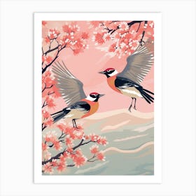 Vintage Japanese Inspired Bird Print Cedar Waxwing 1 Art Print