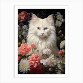 White Cat Rococo Style 4 Art Print