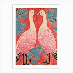 Vintage Japanese Inspired Bird Print Turkey 4 Art Print