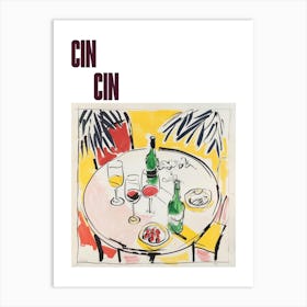 Cin Cin Poster Wine Lunch Matisse Style 1 Art Print