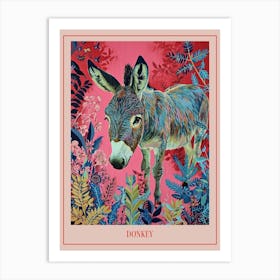Floral Animal Painting Donkey 3 Poster Art Print