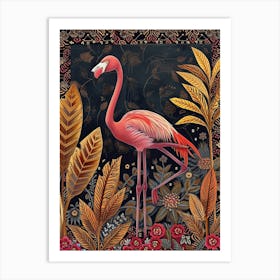 Greater Flamingo And Croton Plants Boho Print 3 Art Print