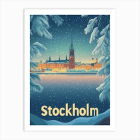 Aihrgdesign A Mid Century Modern Travel Poster For Stockholm Art Print